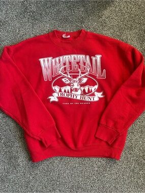 Whitetail vintage style red crewneck